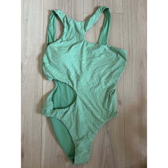 Seafolly Cut-Out One Piece - Second Wave Green NWOT USA Size 12 - Picture 3 of 9